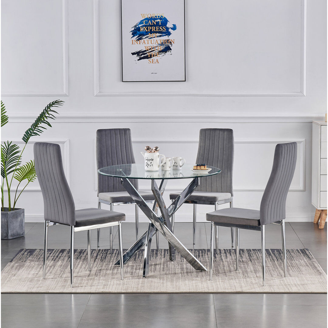 Fairmont Park Gabriela 4 -Person Glass Dining Set Grey 4