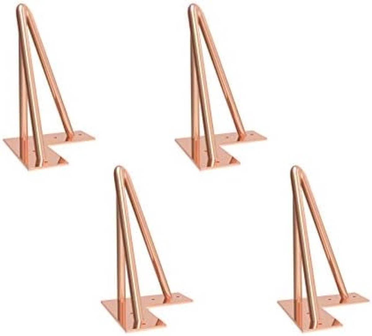 PolkaHome Set van 4 Metalen Haarspeld Tafelpoten met Schroeven en Voetbeschermers - Roze Goud