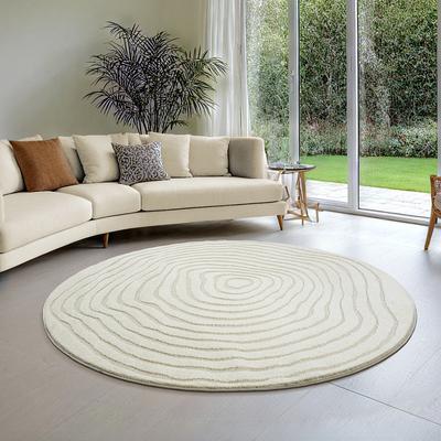 Teppich MERINOS "Elio", beige (creme), H:16mm Ø:160cm, Polypropylen, Teppiche, Teppich, moderner Kurzflor Teppich mit Hoch-Tief-Effekt, 3D Effekt