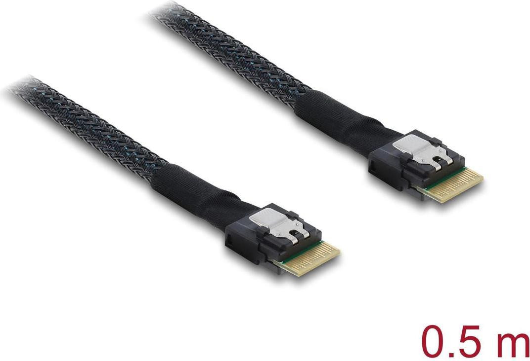 Delock 83016 Slim SAS SFF-8654 4i Kabel, Recht, Mannelijk/Mannelijk, 0,5 m