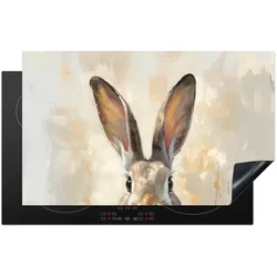 HERDABDECKPLATTE Hase - Ohren - Braun Glaskeramikkochfeldabdeckung 85x52 cm