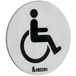 Smedbo XTRA - WC Schild Behinderten in Edelstahl gebürstet, Selbstklebend FS959