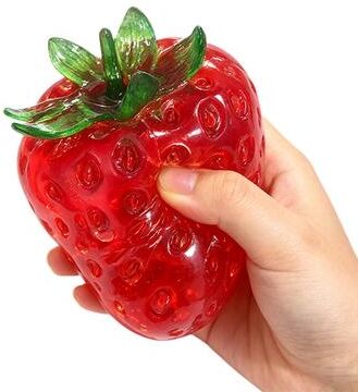 JoyToys Strawberry Stress Ball Squishy Fidget Toy For ASMR Sensory Stress Relief red