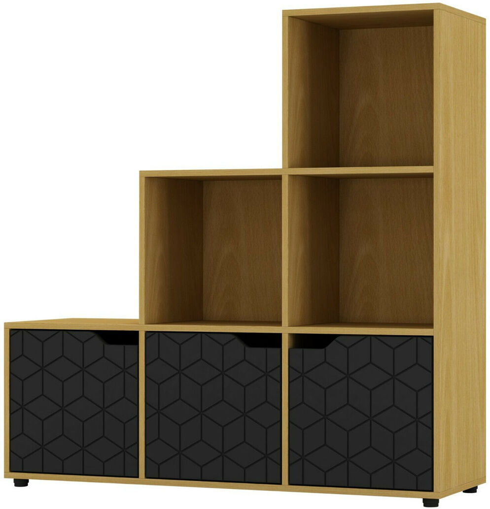 17 Stories Berroa 90.5 cm H x 89 cm W Step Bookcase Oak/Black