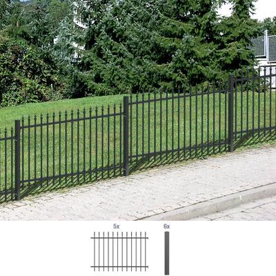 Metallzaun ALBERTS "Chaussee", grau, H:100cm, Aluminium, Zaunelemente, Höhe: 100 und 120 cm, Gesamtlänge: 10 m, zum Einbetonieren