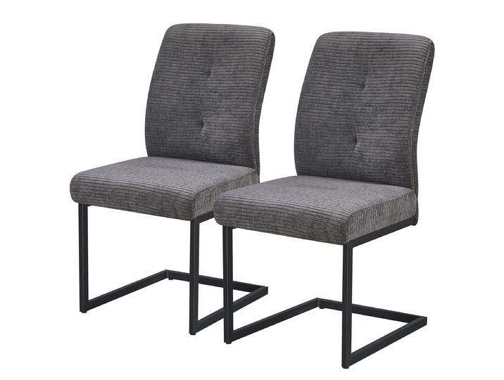 Polsterstuhl PAMALU 2er-Set 50 x 98 x 65cm Grau/Grau
