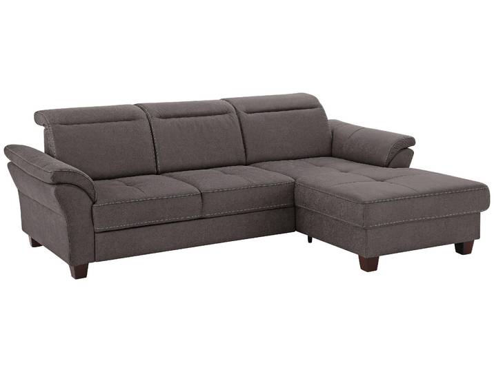 Ecksofa, Luxus-Microfaser, Anthrazit 255×185 cm, Recamiere Rechts & Sitztiefenverstellung, Klassisch, Home-affaire