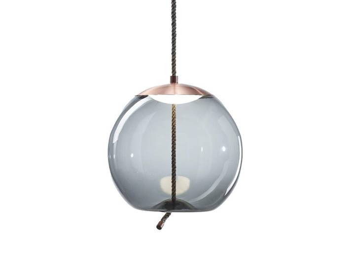 BROKIS lampe à suspension KNOT SFERA PC1016 (Gris fumt cuivre - verre et métal)