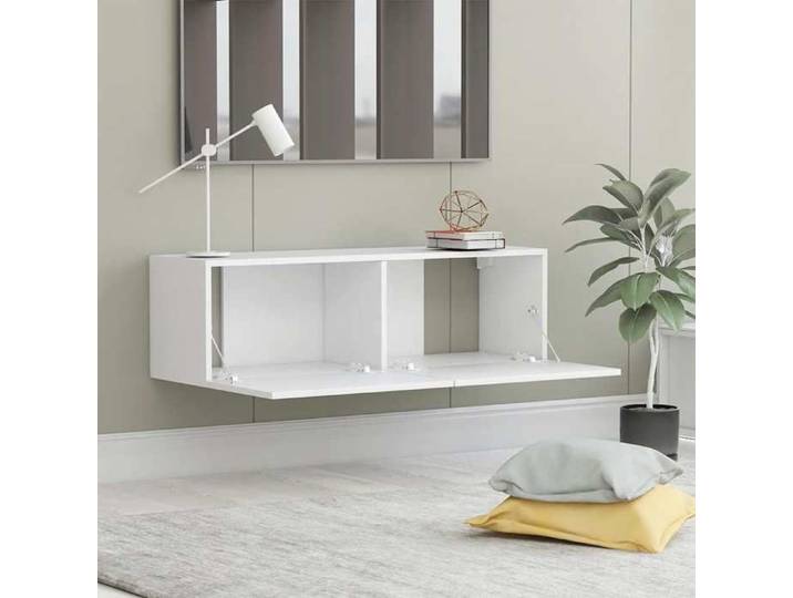 Printemps 2026 Soldes Armoire TV/TABLE TV - Blanc - NEUF - Meuble TV Blanc 100x30x30 cm Bois d'ingénierie 2_167125