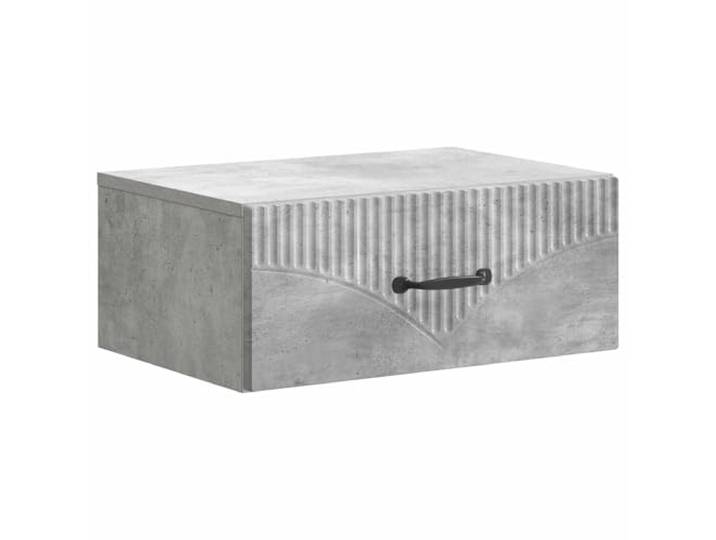 KUPTYERFG Nachttisch Wandmontiert Betongrau Holzwerkstoff 49x34,5x20 cm Platzsparender Hängeschrank für Schlafzimmer und Gästezimmer mit Schublade und offenem Fach für Nachttischutensilien.
