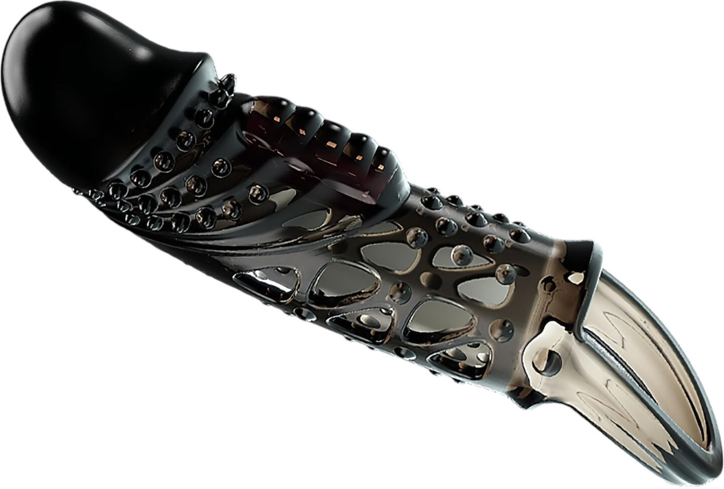 Pretty Love Cecelia - ribbed vibrating penis sleeve (black)