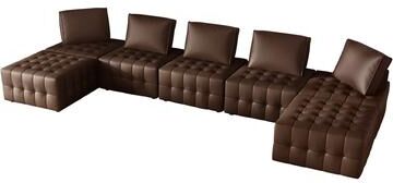 Craft Porch CraftPorch 7-Piece Elegance Button-Tufted PU Upholstered with Ottoman