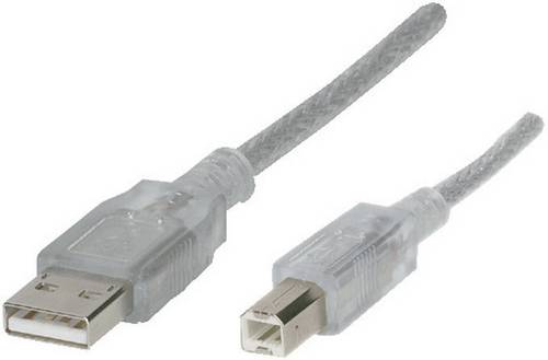 Renkforce USB-Kabel USB 2.0 USB-A Stecker, USB-B Stecker 1.80m Transparent RF-4538144
