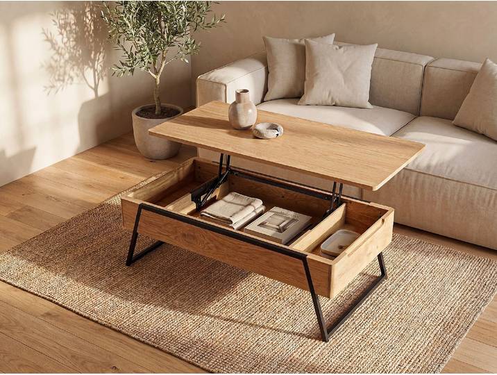 Couchtisch mit klappbarer Platte – Eichenfurnier – Natur – EBENORA