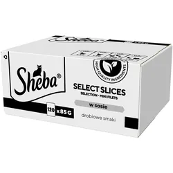 SHEBA Selection Select Slices Poultry Flavour Sachets 120x85 g - Nassvollnahrung für ausgewachsene Katzen, in Sauce