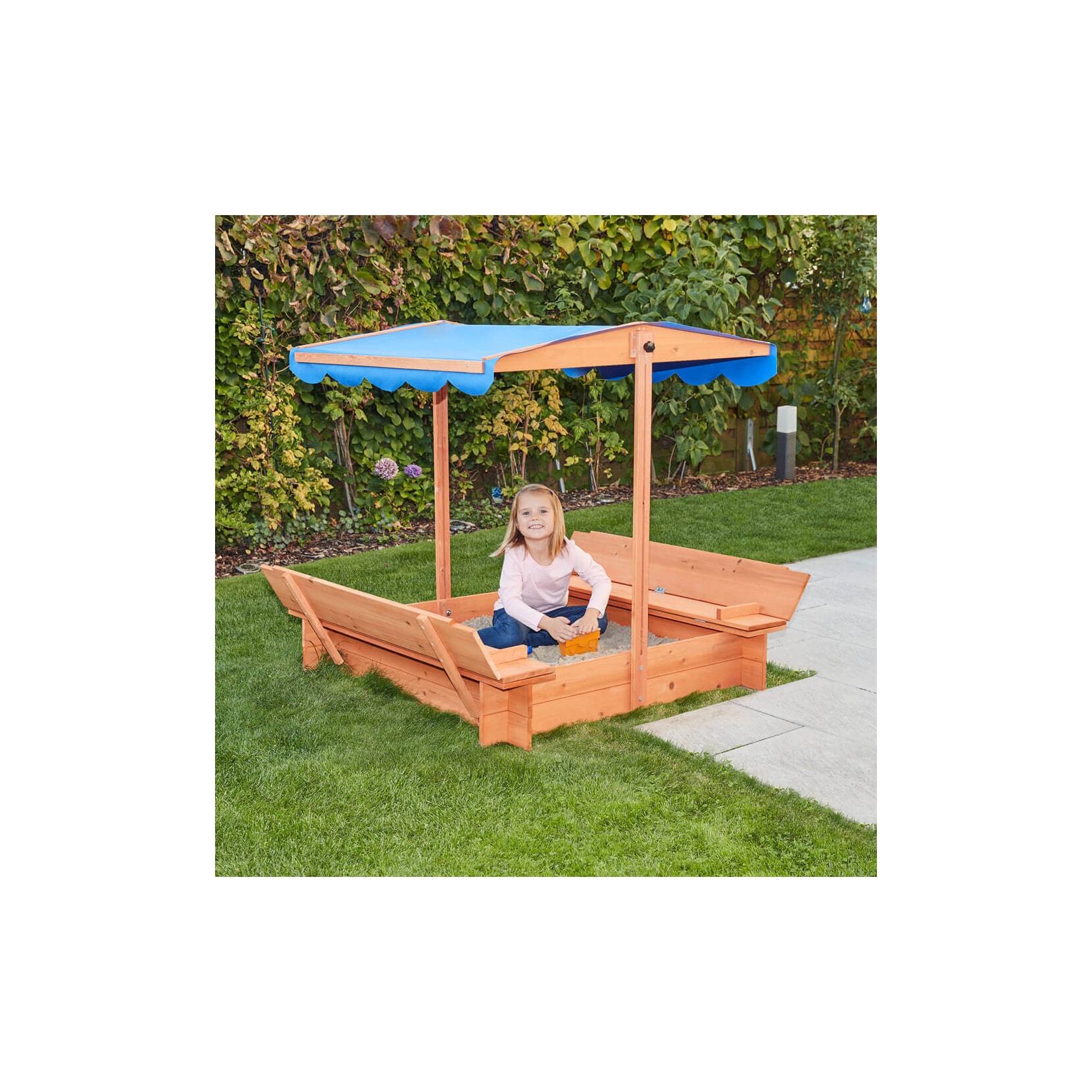 HOME DELUXE Sandkasten mit Sonnensegel BUDDELKISTE - 110 x 110 cm