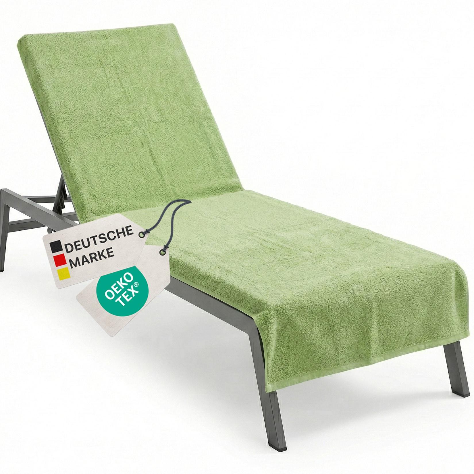NYVI Frottee Schonbezug für Gartenliege NYVISpa 75x200 cm - Hygiene Liegestuhlauflage für Sonnenliegen Strandliegen Farbe:Grün