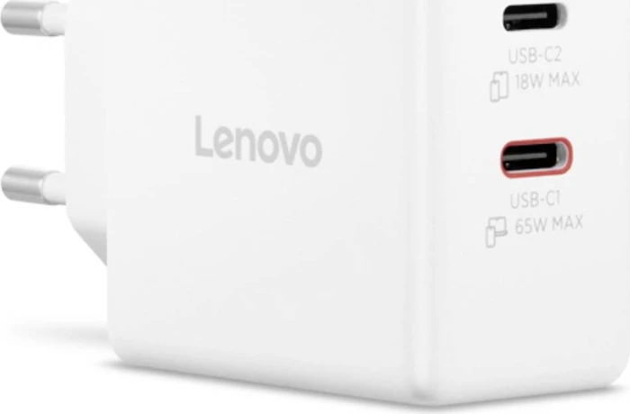 Lenovo Dual USB-C 65W GaN Charger (White)