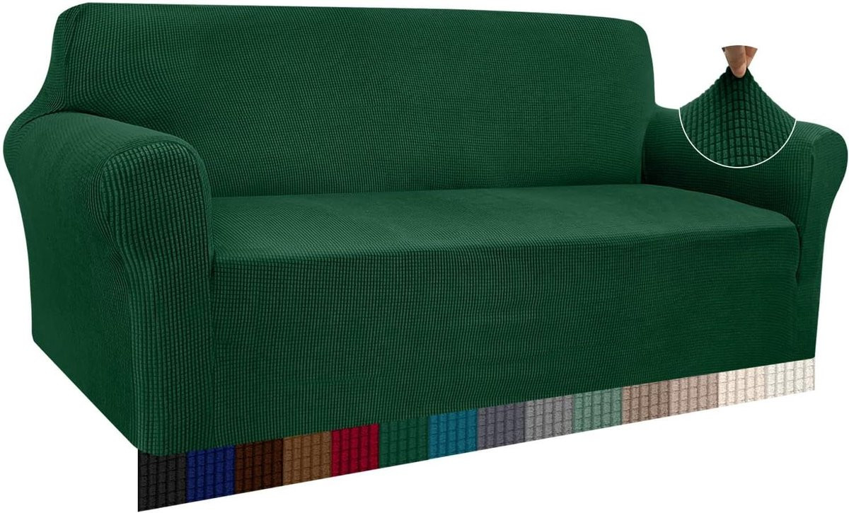 Elastische bankhoes van jacquard voor 3-zitsbank - Donkergroen