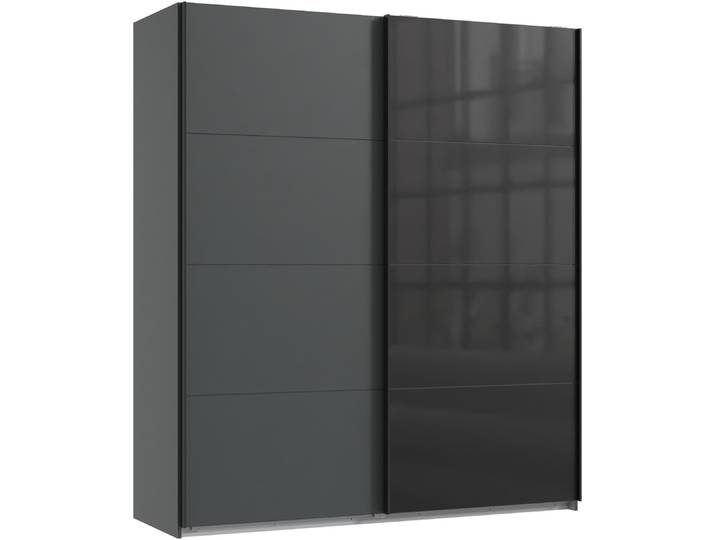 Kleiderschrank, Spanplatte, Schwarz/Grafit, 180×208×65 cm, Schwebetüren, WIMEX