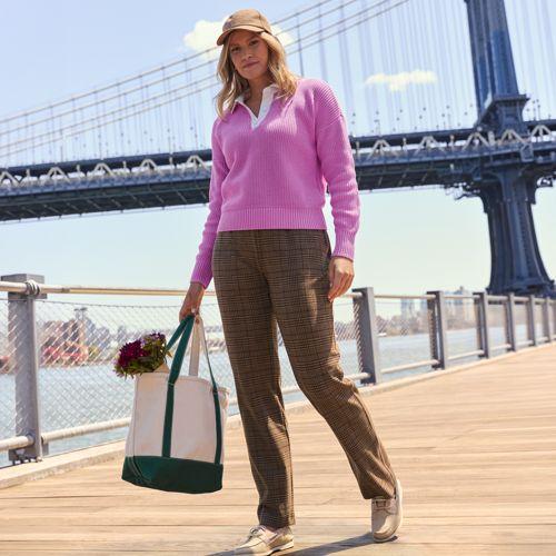 Straight Fit Freizeithose SPORT KNIT für Damen, Damen, size: regular, Braun, Baumwolle, by Lands' End