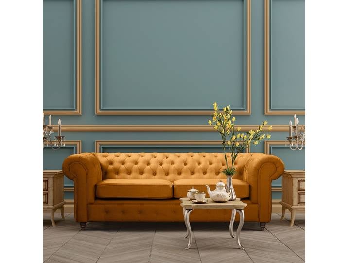 Sofa Orange Microfaser Valeria 218cm Gleichschenklig Keine Funktion Glamour