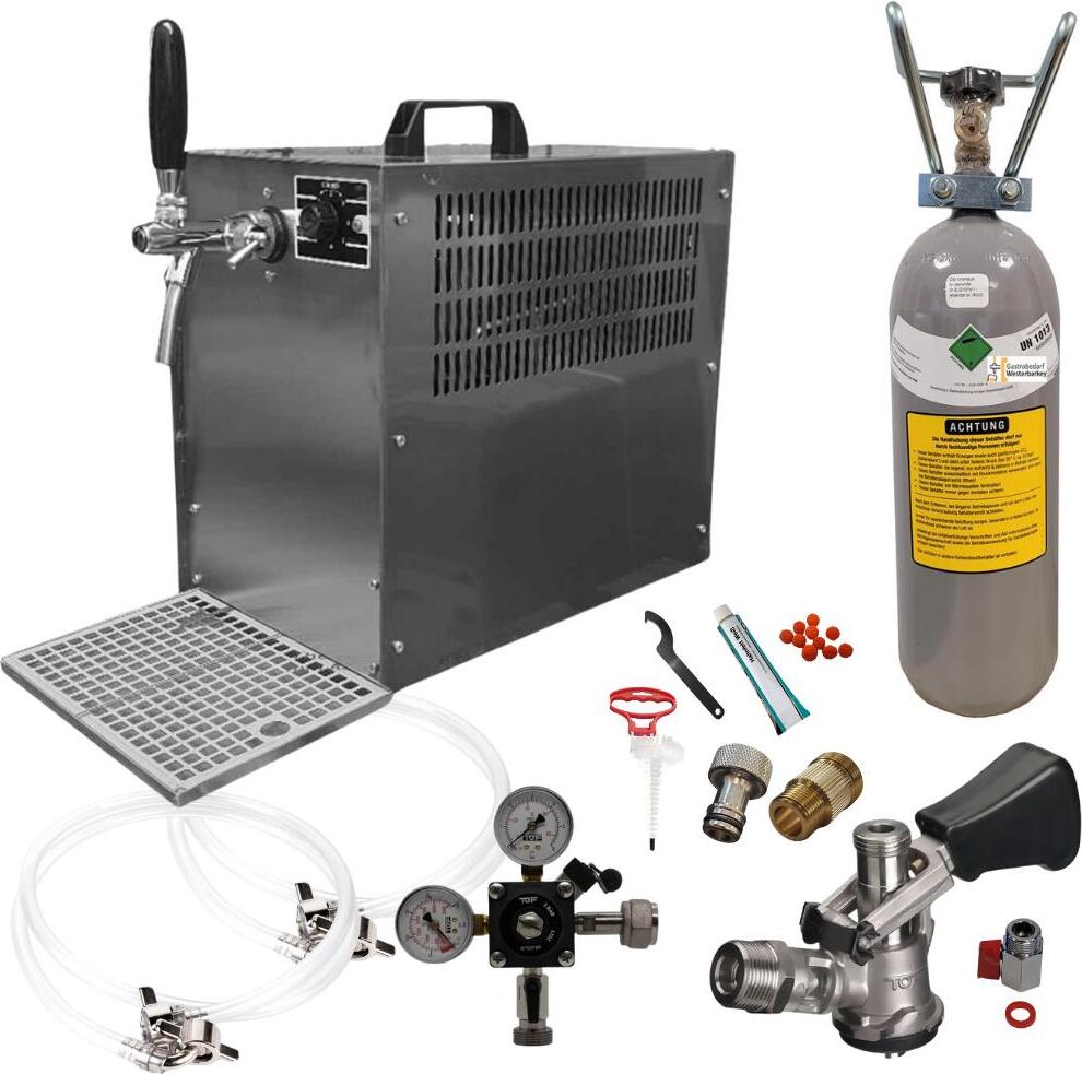 Zapfanlage Bierkoffer 60l/h Komplettset Köpikeg(D) 2 kg CO2 und Reinigungsset