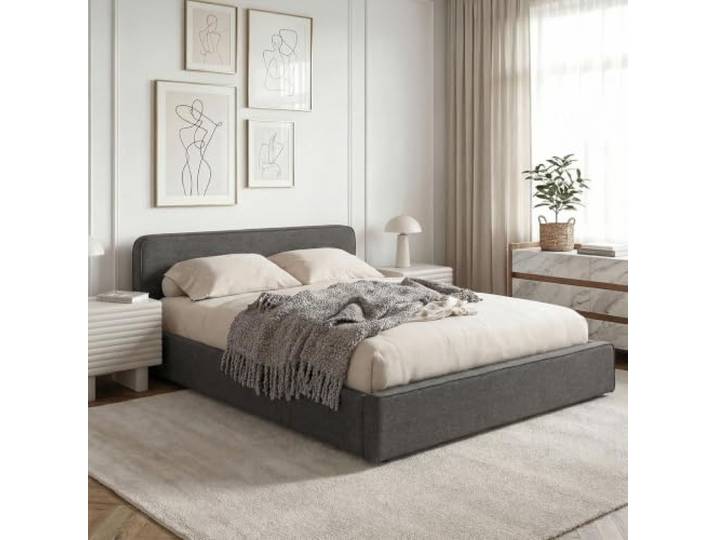 IDIMEX Polsterbett MARINI Doppelbett 140x200 cm in dunkelgrau - Bett gepolstert mit Lattenrost, modernes Design & stabiles Holzgestell mit Kunststofffüßen