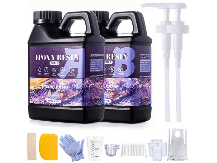 Kit de résine époxy transparente 1:1 1000ml, colle artistique à séchage rapide pour le revêtement et le moulage, artisanat, bricolage pour la fabrication de bijoux
