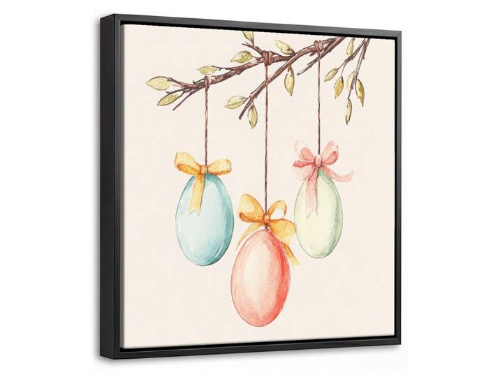 LEINWAND Bilder mit Rahmen - Osterkuchen - Schleife - Eier - 20x20