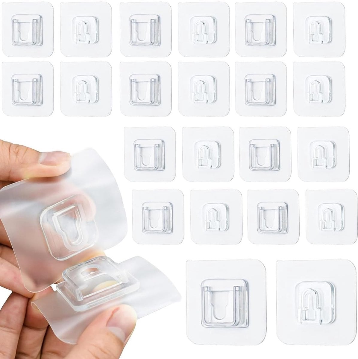 Solidchoice Set van 20 Transparante Plakhaakjes voor de Muur