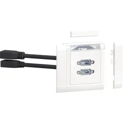 Hager GMSET069016 Multimedia-Anschlussset für DisplayPort+HDMI frontrastend verkehrsweiß