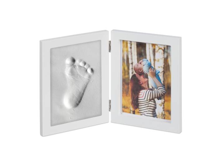 Babybilderrahmen mit Gipsabdruck Weiss
