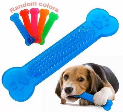 The Handy Homestead Tough Chew Dental Bone Dog Toothbrush Toy For Aggressive Chewers orange