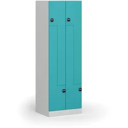Z-Spind S1, 4 Abteile, 1850 x 600 x 500 mm, RFID-Schloss, grüne Tür