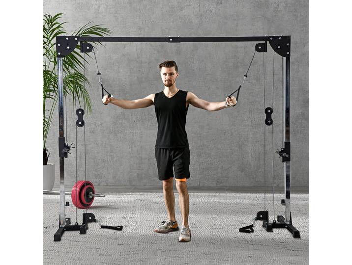 SPORTNOW Appareil Musculation 2x50kg Double Poulie - Noir