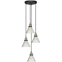 Atmosphera, Pendelleuchte, abhängung x4 transparentes alakglas d18, schwarz