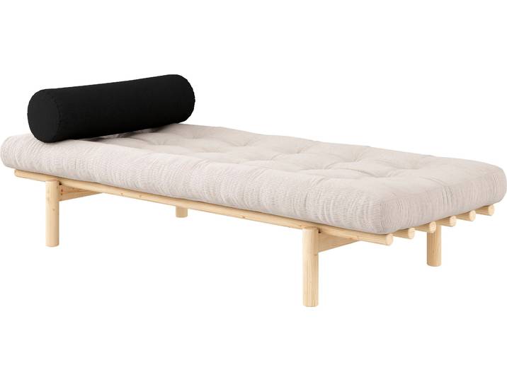 Daybed KARUP DESIGN Next , beige (elfenbein, klarlackiert kieferholz), B:75cm H:37cm L:200cm, Daybetten, Daybed, aus massiven Kiefernholz, inkl. Futonmatratze und Kissen