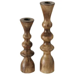 Kerzenleuchter Kerzenständer Caconda Mango H23/30cm / Ø6 cm 2-teilig