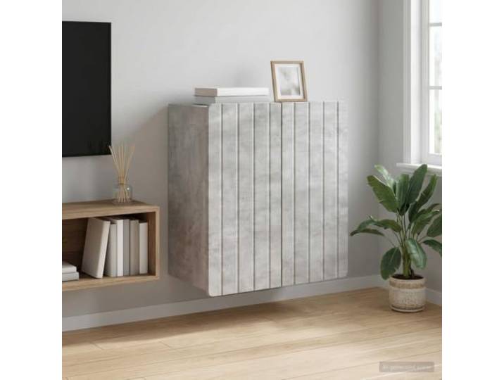 GPWERSDF Wandschrank Betongrau 59 x 31 x 64 cm Holzwerkstoff Vintage Design, 90-Grad-Pendeltüren, Regale, Wandmontage, pflegeleichte Oberfläche
