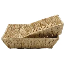 Tablett 2tlg. Holz, Textil, Natur Braun