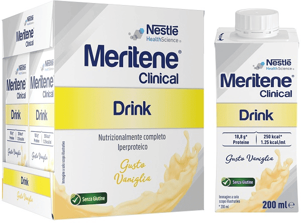 Meritene Clinical Drink Vaniglia 4x200 ml Bevanda Proteica Con Vitamine Minerali Senza Glutine