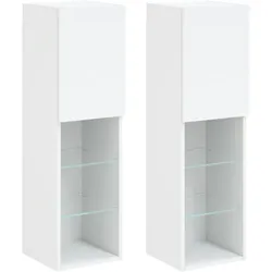 vidaXL TV-Schränke mit LED-Leuchten 2 Stk. Weiß 30,5x30x102 cm
