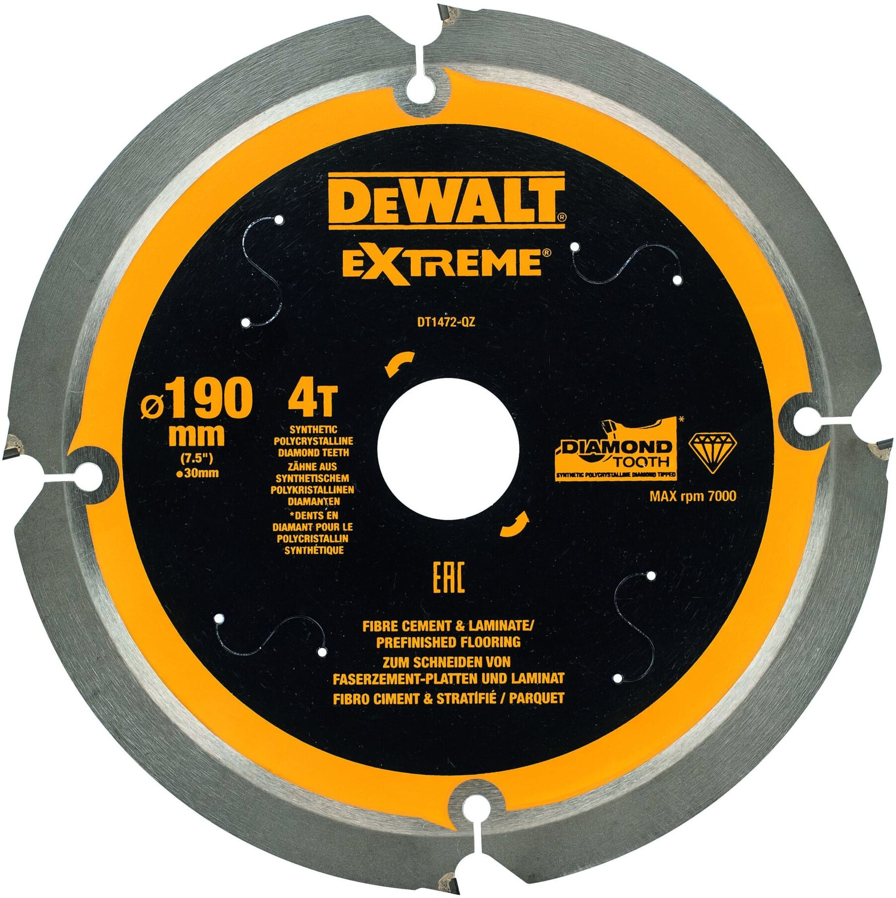 DEWALT Kreissägeblatt PCD 190/30 mm 4Z DT1472-QZ)