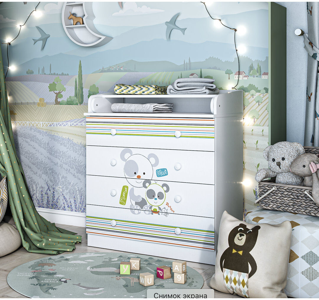 Zoomie Kids Changing dresser 800, white, Pandas White 92cm H X 80cm W X 77cm D