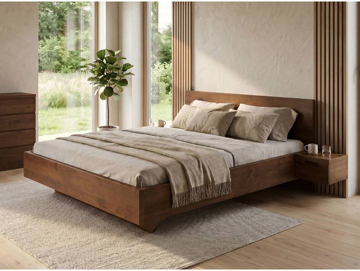 Bett Kernbuche Dunkel „Lukas“ 80 x 210 cm Massivholz Buche Dunkel