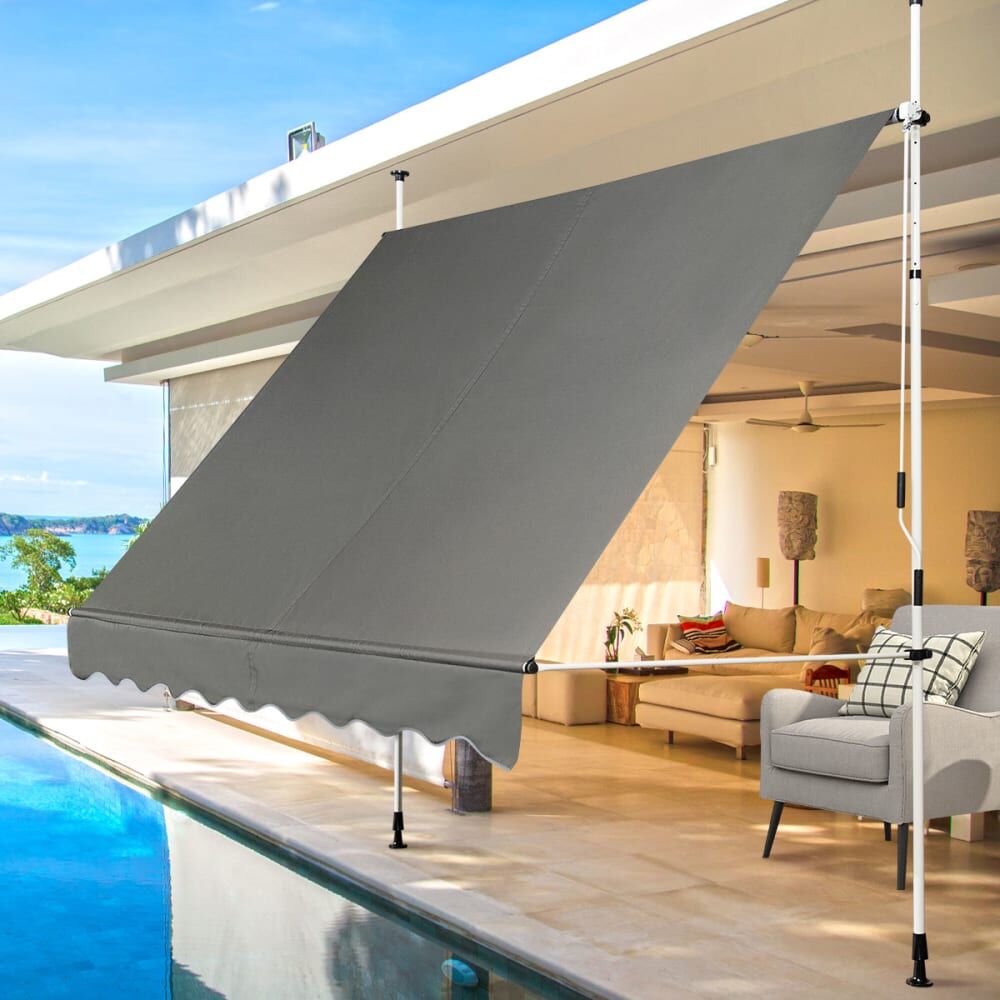 Giantex Toldo manual retráctil con altura ajustable 2-3 metros 2,5x1,2 m