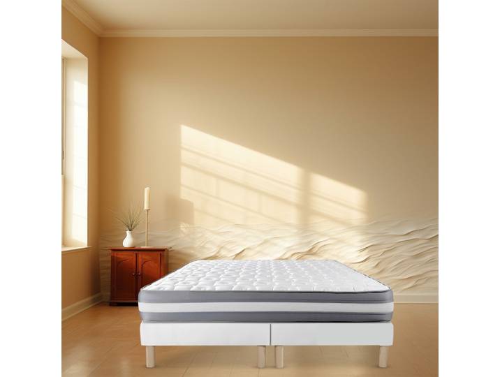 Bysommiflex - Sommier Tapissier Blanc 70x200x2 (140x200)fabrication Francaise Artisanalepieds Offerthauteur Avec Pieds 27cm