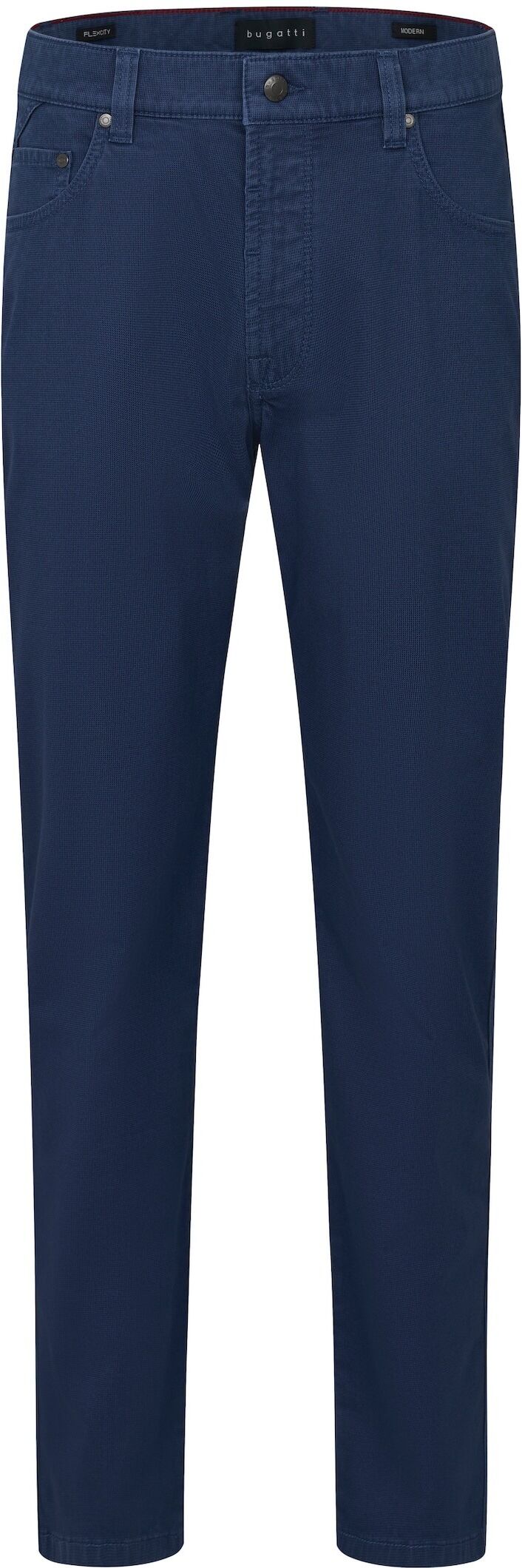5-Pocket-Hose BUGATTI, Herren, Gr. 40, Länge 34, blau (370, marine), 86% Baumwolle, 11% Polyester, 3% Elasthan, unifarben, normal, Hosen 5-Pocket-Hose, mit Stretchfunktion 370, marine 40, Länge 34