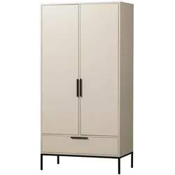 Kleiderschrank Adam aus Kiefernholz, moderner Stauraum mit Türen und Schublade, hellgrau